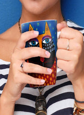 Mug Blue Laurel Burch Fantastic Felines.